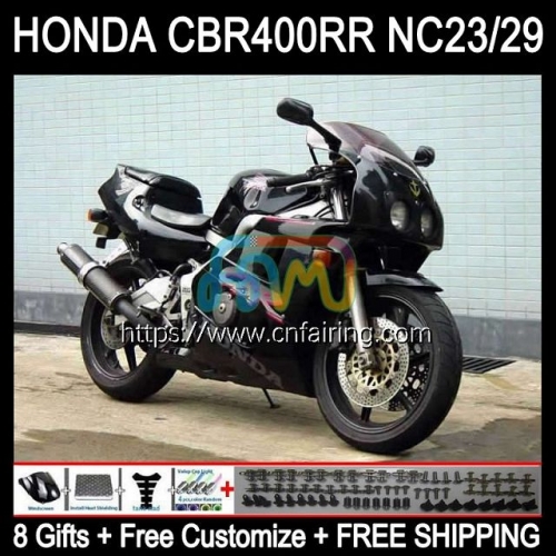 OEM Body For HONDA CBR 400 RR NC29 CBR400RR CBR 400RR 94 95 96 97 98 99 Glossy Black CBR400 RR NC23 1994 1995 1996 1997 1998 1999 Fairing Kit 49HM.3