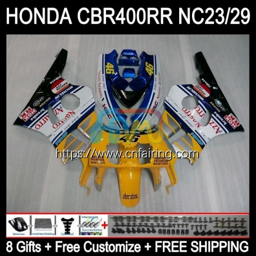 Body Kit For HONDA CBR400 RR NC23 CBR 400 RR NC29 CBR400RR 88 89 90 91 92 93 CBR Blue yellow 400RR 1988 1989 1990 1991 1992 1993 OEM Fairing 48HM.3