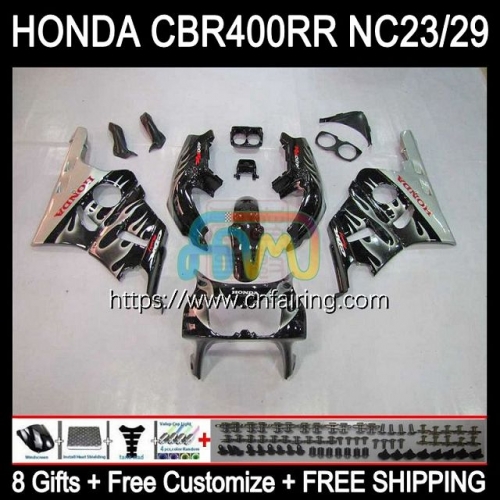 Body Kit For HONDA CBR 400 RR Silver Flames NC29 CBR400RR 1994 1995 1996 1997 1998 1999 CBR 400RR CBR400 RR NC23 94 95 96 97 98 99 OEM Fairing 49HM.49