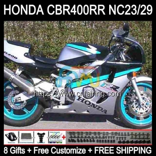 Body Kit For HONDA CBR 400 RR NC29 CBR400RR 1994 1995 1996 1997 1998 1999 CBR 400RR CBR400 RR NC23 94 95 96 97 98 99 OEM Fairing 49HM.32 Cyan silver