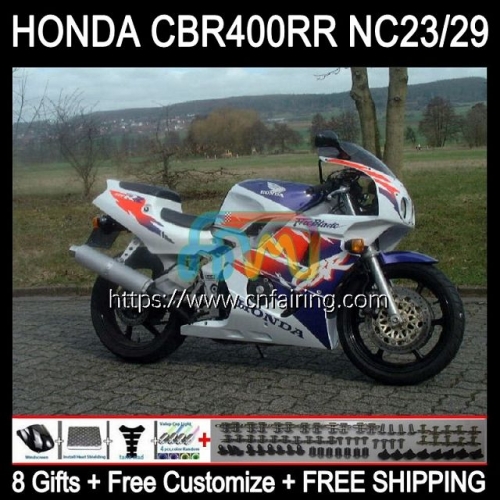 OEM Body For HONDA CBR 400 RR NC29 CBR400RR CBR 400RR 94 95 96 97 98 99 CBR400 RR NC23 1994 1995 1996 1997 1998 Stock Blue 1999 Fairing Kit 49HM.28