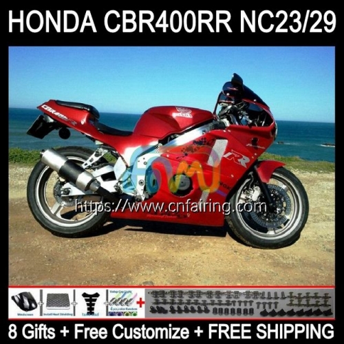 OEM Body For HONDA CBR 400 RR NC29 CBR400RR CBR 400RR 94 95 96 97 98 99 CBR400 RR NC23 1994 1995 1996 1997 Metallic Red 1998 1999 Fairing Kit 49HM.23