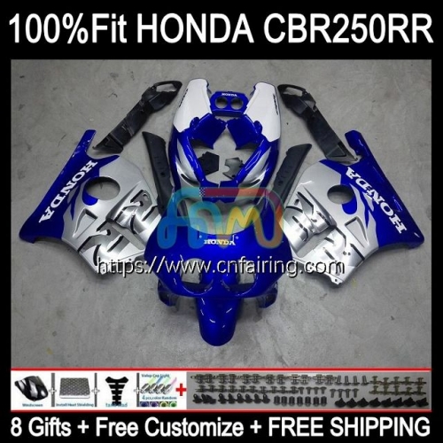 Injection Mold Body For HONDA CBR 250RR 250R 250CC CBR250CC CBR250RR 88 89 CBR 250 RR Blue silver CC MC19 CBR250 RR 1988 1989 OEM Fairing Kit 50HM.29