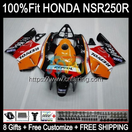 Injection Mold Bodys For HONDA NSR 250 R MC18 PGM2 NSR 250R NS250 NSR250R MC16 NSR250 R RR 88 89 NSR250RR 1988 1989 OEM Fairings Repsol Orange 52HM.0