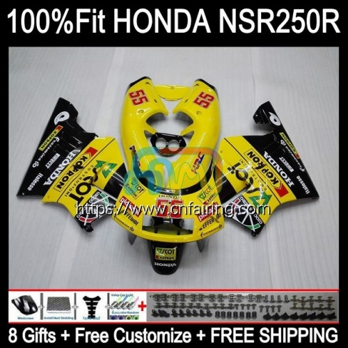 Injection Yellow black Mold Bodys For HONDA NSR 250 R MC18 PGM2 NSR 250R NS250 NSR250R MC16 NSR250 R RR 88 89 NSR250RR 1988 1989 OEM Fairings 52HM.34