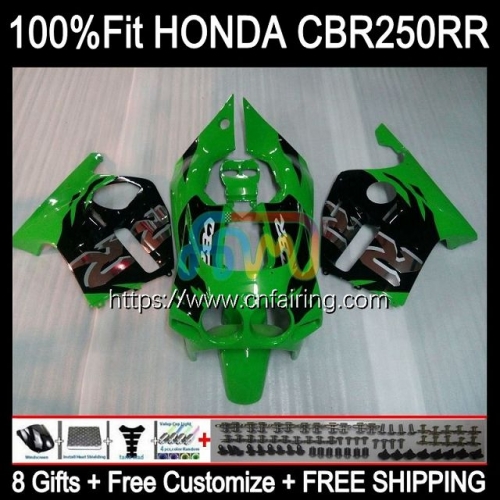 Injection Mold Body For HONDA CBR 250RR 250R 250CC Green black CBR250CC CBR250RR 88 89 CBR 250 RR CC MC19 CBR250 RR 1988 1989 OEM Fairing Kit 50HM.13