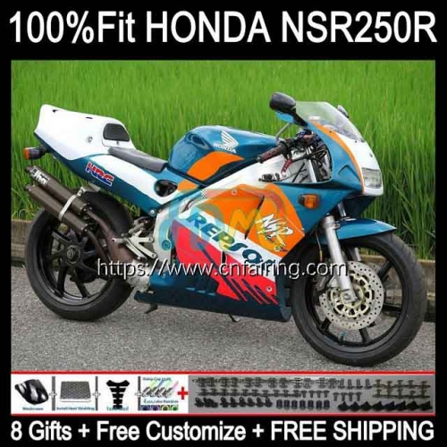 Injection Mold Bodys For HONDA NSR 250 R MC18 PGM2 NSR 250R NS250 NSR250R MC16 NSR250 R RR 88 89 NSR250RR 1988 1989 OEM Fairings Cyan Orange 52HM.14