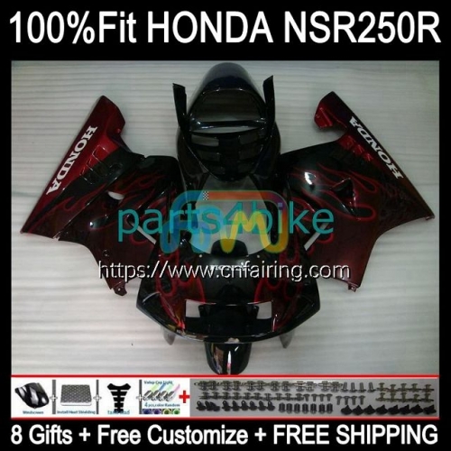 Injection Mold Bodys For HONDA NS250 Red Flames NSR250 R RR NSR 250 R MC18 PGM2 1988 1989 NSR250RR NSR 250R NSR250R MC16 88 89 OEM Fairing 52HM.78