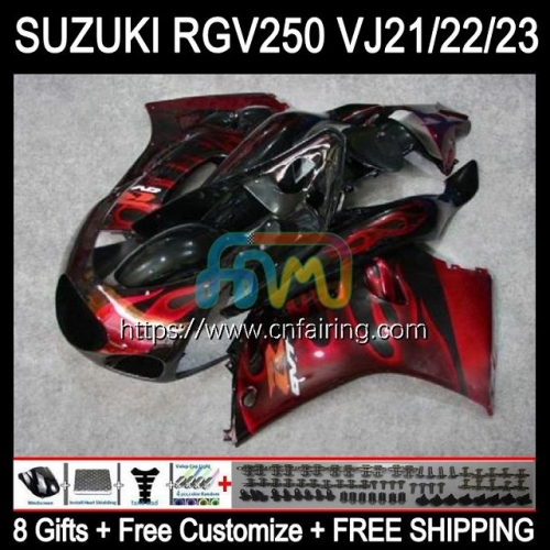 Body For SUZUKI 250CC Red Flames RGV250 SAPC VJ22 RGVT250 90 91 92 93 94 95 96 RGV-250 RGV 250 CC 1990 1991 1992 1993 1994 1995 1996 Fairing 56HM.5