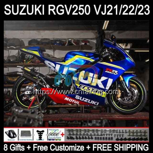 Body Kit For SUZUKI RGV-250 250CC RGV250 SAPC Factory Blue VJ21 1988 1989 Bodywork RGVT-250 Panel RGVT250 RGVT RGV 250 CC 88 89 OEM Fairings 55HM.135