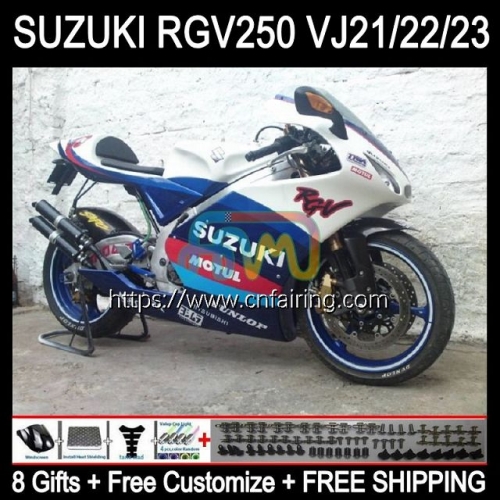 Body Kit For SUZUKI RGV-250 250CC RGV250 SAPC VJ21 1988 1989 Bodywork RGVT-250 Panel RGVT250 RGVT RGV White blue 250 CC 88 89 OEM Fairings 55HM.117