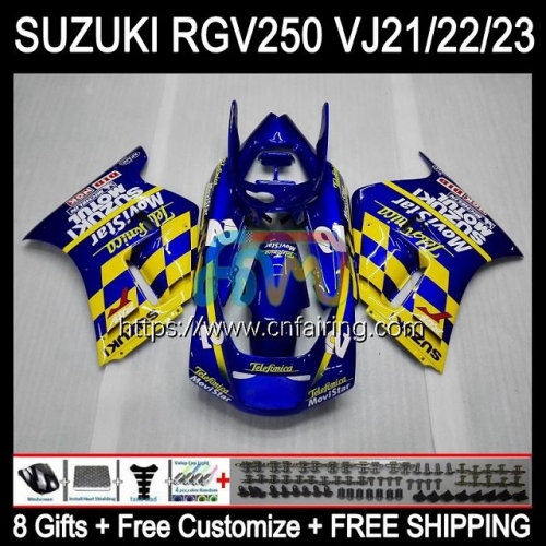 OEM Body Kit For SUZUKI 250CC RGV250 SAPC VJ21 RGVT250 88 89 Bodywork RGVT-250 RGV-250 Blue yellow Panel RGVT RGV 250 1988 1989 Full Fairing 55HM.60