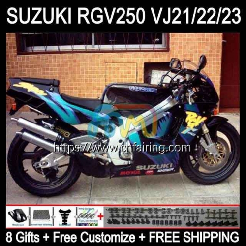 OEM Body Kit For SUZUKI 250CC RGV250 SAPC VJ21 RGVT250 88 89 Bodywork RGVT-250 RGV-250 Panel RGVT RGV 250 1988 1989 Cyan black  Full Fairing 55HM.32