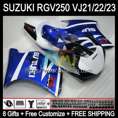 Body Kit For SUZUKI RGV-250 250CC RGV250 SAPC White blue VJ21 1988 1989 Bodywork RGVT-250 Panel RGVT250 RGVT RGV 250 CC 88 89 OEM Fairings 55HM.162