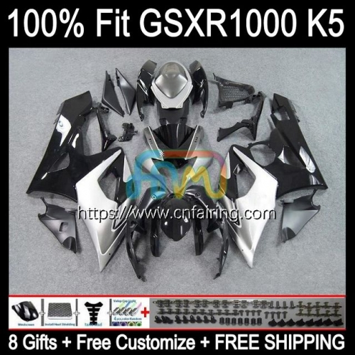 Injection Mold Body For SUZUKI GSXR1000 GSXR 1000 CC 1000CC K5 GSX-R1000 Cowling GSXR-1000 Black Silver 05 06 GSX R1000 2005 2006 OEM Fairing 58HM.12