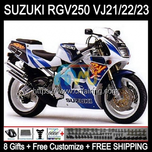 Bodys Kit For SUZUKI RGVT RGV 250 CC 250CC 1997 1998 Bodywork RGV-250 RGVT-250 RGVT250 Panel RGV250 SAPC VJ23 97 98 OEM Fairing White blue 57HM.106