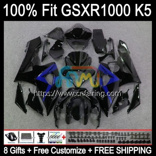 Injection Mold Body For SUZUKI Black blue GSXR1000 GSXR 1000 CC 1000CC K5 GSX-R1000 Cowling GSXR-1000 05 06 GSX R1000 2005 2006 OEM Fairing 58HM.3