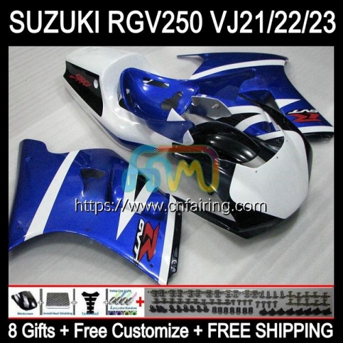 OEM Body For SUZUKI White blue RGV250 SAPC VJ23 RGVT RGV 250 CC 250CC 97 98 Bodywork RGV-250 Panel RGVT-250 RGVT250 1997 1998 Fairings Kit 57HM.2