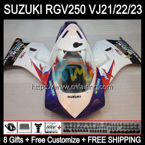 Bodys Kit For SUZUKI RGVT RGV 250 CC 250CC 1997 1998 Bodywork RGV-250 RGVT-250 RGVT250 Panel RGV250 SAPC VJ23 97 98 OEM White blue Fairing 57HM.147