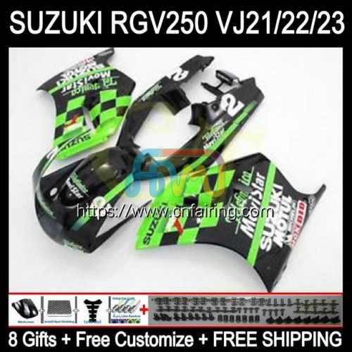 Bodys Kit For SUZUKI RGVT RGV 250 Black Green CC 250CC 1997 1998 Bodywork RGV-250 RGVT-250 RGVT250 Panel RGV250 SAPC VJ23 97 98 OEM Fairing 57HM.155