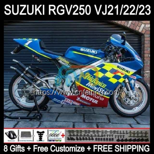 OEM Body For SUZUKI RGV250 SAPC Movistar Blue VJ23 RGVT RGV 250 CC 250CC 97 98 Bodywork RGV-250 Panel RGVT-250 RGVT250 1997 1998 Fairings Kit 57HM.25