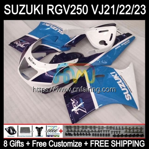 Bodys Kit For SUZUKI RGVT RGV 250 CC Blue white 250CC 1997 1998 Bodywork RGV-250 RGVT-250 RGVT250 Panel RGV250 SAPC VJ23 97 98 OEM Fairing 57HM.149