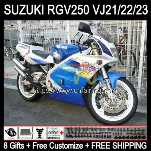 Bodys Kit For SUZUKI RGVT RGV 250 CC 250CC 1997 1998 Bodywork RGV-250 RGVT-250 RGVT250 Panel RGV250 SAPC White blue VJ23 97 98 OEM Fairing 57HM.115