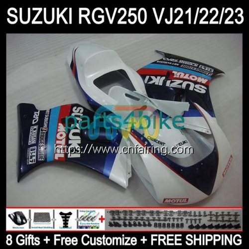 OEM Body For SUZUKI RGV250 SAPC VJ23 RGVT RGV 250 CC 250CC 97 98 Bodywork RGV-250 Panel White blue RGVT-250 RGVT250 1997 1998 Fairings Kit 57HM.43