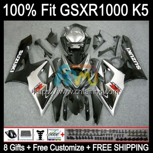 Injection Mold Body For SUZUKI GSXR1000 GSXR 1000 CC 1000CC K5 GSX-R1000 Cowling GSXR-1000 05 06 GSX Black Silver R1000 2005 2006 OEM Fairing 58HM.43