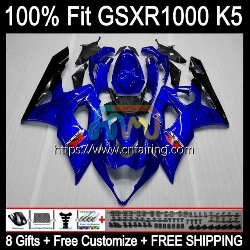 Injection Mold Body For SUZUKI GSXR1000 GSXR 1000 CC 1000CC K5 GSX-R1000 Cowling GSXR-1000 05 06 GSX R1000 2005 2006 OEM Fairing Blue&Flames 58HM.34