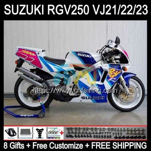 Kit For SUZUKI RGV 250 CC 250CC White blue RGV250 VJ22 1990 1991 1992 1993 1994 1995 1996 RGVT250 SAPC RGV-250 90 91 92 93 94 95 96 Fairing 56HM.134