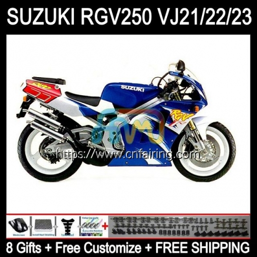 Bodys Kit For SUZUKI RGVT RGV 250 CC 250CC 1997 1998 Bodywork RGV-250 RGVT-250 RGVT250 Panel RGV250 SAPC VJ23 97 98 White blue OEM Fairing 57HM.110