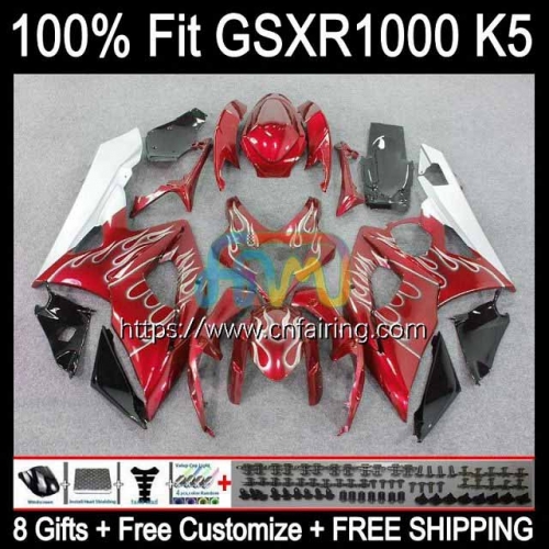 Injection Mold Body For SUZUKI GSXR1000 Red & Flames GSXR 1000 CC 1000CC K5 GSX-R1000 Cowling GSXR-1000 05 06 GSX R1000 2005 2006 OEM Fairing 58HM.4