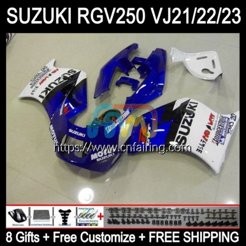 Bodys Kit For SUZUKI RGVT RGV 250 CC 250CC 1997 White blue 1998 Bodywork RGV-250 RGVT-250 RGVT250 Panel RGV250 SAPC VJ23 97 98 OEM Fairing 57HM.95