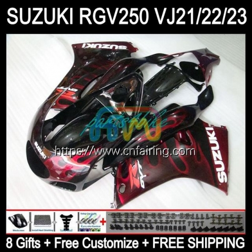 OEM Body For SUZUKI RGV250 SAPC VJ23 RGVT RGV 250 CC 250CC 97 98 Bodywork RGV-250 Panel Red Flames RGVT-250 RGVT250 1997 1998 Fairings Kit 57HM.41