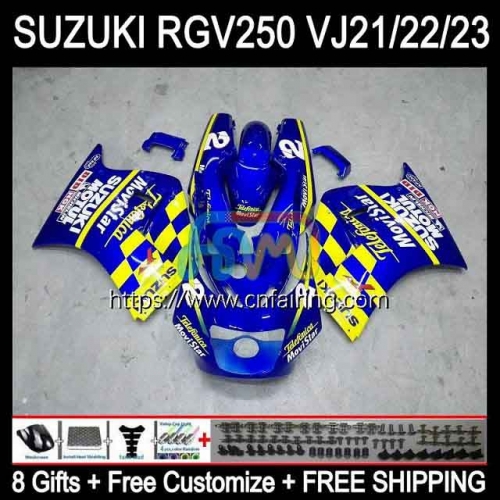 OEM Body For SUZUKI RGV250 SAPC VJ23 RGVT RGV 250 CC 250CC 97 98 Bodywork RGV-250 Panel RGVT-250 RGVT250 1997 1998 Fairings Kit Blue Movistar 57HM.69