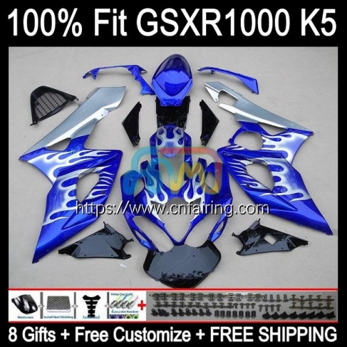 Injection Mold Body For SUZUKI GSXR1000 GSXR 1000 CC 1000CC K5 GSX-R1000 Cowling Silvery Blue GSXR-1000 05 06 GSX R1000 2005 2006 OEM Fairing 58HM.7