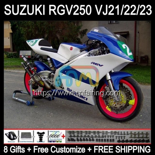 Bodys Kit For SUZUKI RGVT RGV 250 CC 250CC 1997 1998 Bodywork RGV-250 White blue RGVT-250 RGVT250 Panel RGV250 SAPC VJ23 97 98 OEM Fairing 57HM.83