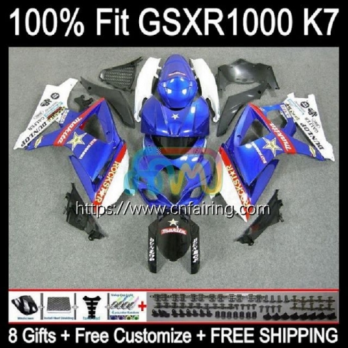 Injection Mold Body For SUZUKI GSX R1000 GSXR1000 Cowling GSXR-1000 GSXR 1000 CC 1000CC K7 07 08 GSX-R1000 2007 2008 OEM Fairing Blue Black 59HM.23