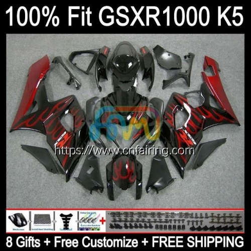 OEM Injection Mold For SUZUKI GSXR 1000 CC 1000CC K5 GSXR1000 2005 2006 Cowling GSX-R1000 GSXR-1000 Body GSX Red Flames R1000 05 06 Fairing 58HM.75