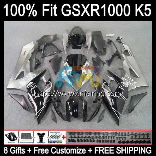 OEM Injection Mold For SUZUKI GSXR 1000 CC 1000CC K5 GSXR1000 2005 2006 Cowling GSX-R1000 GSXR-1000 Body GSX Silver black R1000 05 06 Fairing 58HM.68