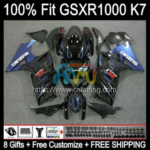 Injection Mold Body For SUZUKI GSX R1000 GSXR1000 Cowling GSXR-1000 GSXR 1000 CC 1000CC K7 07 08 GSX-R1000 Blue Flames 2007 2008 OEM Fairing 59HM.19