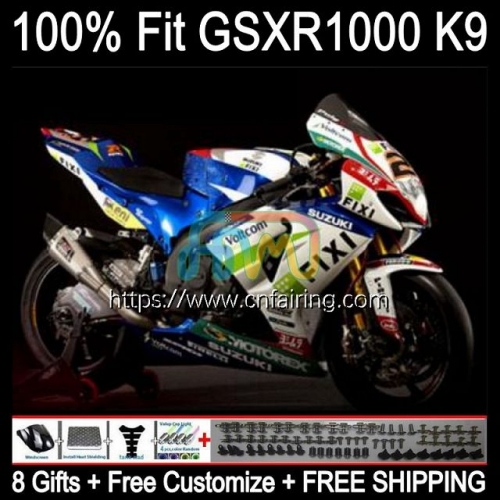 OEM Injection For SUZUKI GSX-R1000 GSX R1000 GSXR1000 2009 2010 2011 2012 GSXR-1000 K9 GSXR 1000 CC 1000CC White blue 13 14 15 16 Fairing 60HM.123