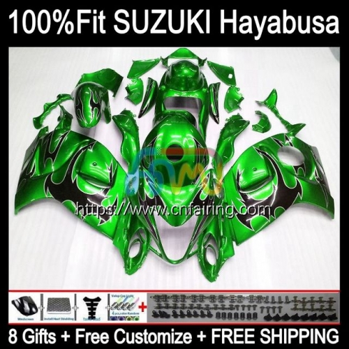 Injection For SUZUKI GSXR-1300 GSX-R1300 GSXR1300 Hayabusa 2008 2009 2010 2011 2012 2013 GSXR 1300 14 15 16 17 18 20 OEM Fairing Green Flames 67HM.0