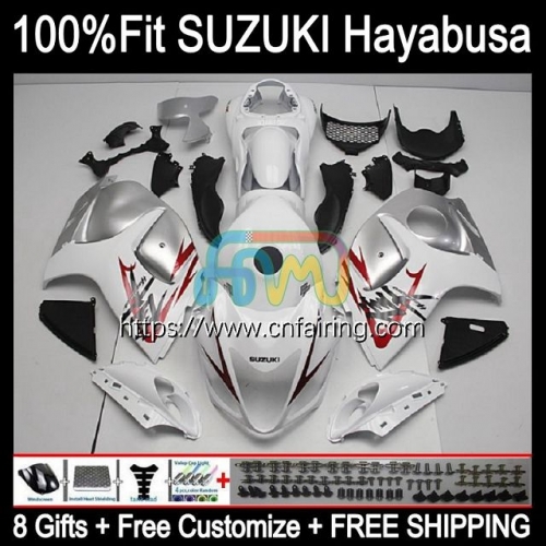 OEM Injection For SUZUKI White silver GSXR1300 Hayabusa GSXR 1300 GSXR-1300 08 09 10 11 12 13 GSX-R1300 2014 2015 2016 2017 2018 2019 Fairing 66HM.53