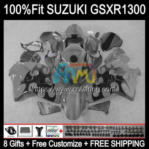 Injection For SUZUKI GSXR 1300 GSXR1300 Hayabusa Grey&Flames 02 03 04 05 06 07 GSX-R1300 GSX R1300 1996 1997 1998 1999 2000 2001 OEM Fairing 64HM.95