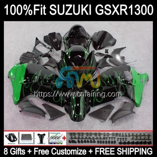 Injection For SUZUKI GSXR Green Flames 1300 GSXR1300 Hayabusa 02 03 04 05 06 07 GSX-R1300 GSX R1300 1996 1997 1998 1999 2000 2001 OEM Fairing 64HM.64