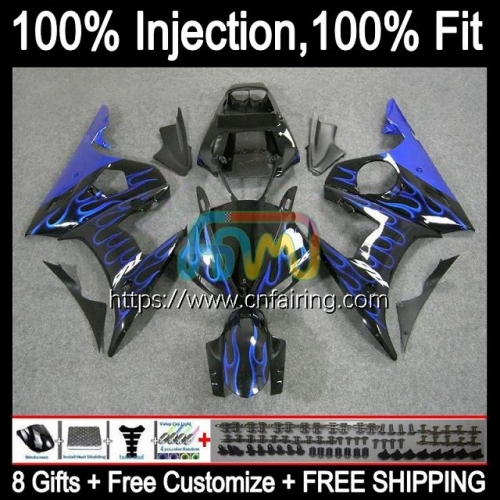 OEM Injection Mold For YAMAHA YZF-R6 YZF600 YZF 600 R 6 CC 2003 2004 2005 Body YZF-600 YZF R6 600CC YZFR6 03 04 05 Full Fairing Blue Flames 68HM.86