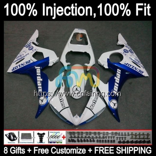 Injection Mold Bodys For YAMAHA YZF600 YZF R6 600CC YZF 600 R 6 CC YZF-600 YZFR6 03 04 05 YZF-R6 2003 2004 2005 OEM White blue Fairings Kit 68HM.38