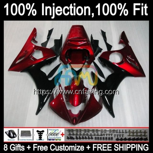 Injection Mold Bodys For YAMAHA Red black YZF600 YZF R6 600CC YZF 600 R 6 CC YZF-600 YZFR6 03 04 05 YZF-R6 2003 2004 2005 OEM Fairings Kit 68HM.41